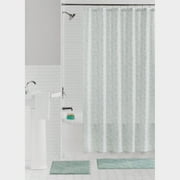 Mainstays 15-Piece Green Leaves Bathroom Linen & Accessory Set, Shower Curtain, 2 Bath Rugs and 12 Hooks, Polyester