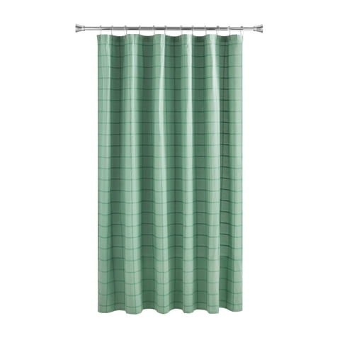 Mainstays Green Plaid Shower Curtain, Polyester-Cotton Blend, 72 in x 72 in
