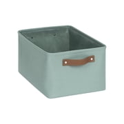Mainstays Green Sage Canvas Fabric Decorative Storage Basket with Handles, 15 in x 8 in x 11 in