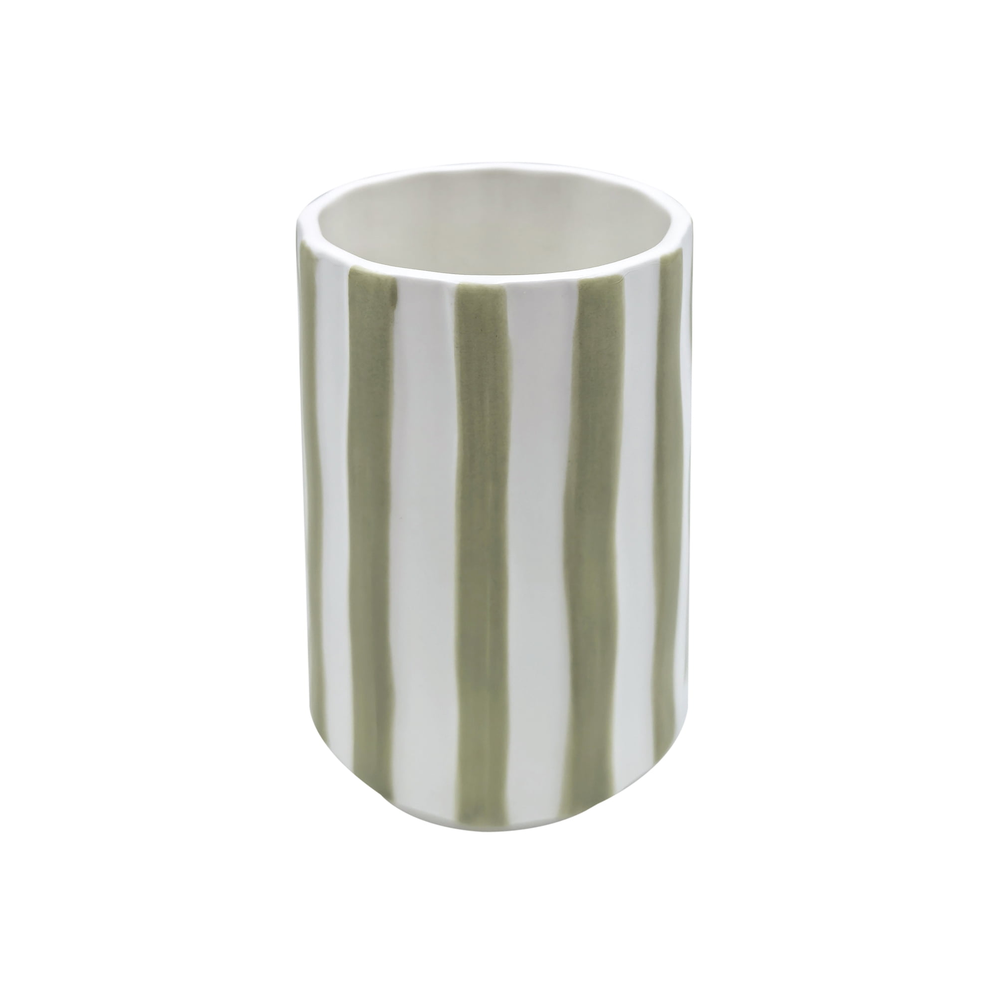 Mainstays Hand Painted Green Stripe Stoneware Toothbrush