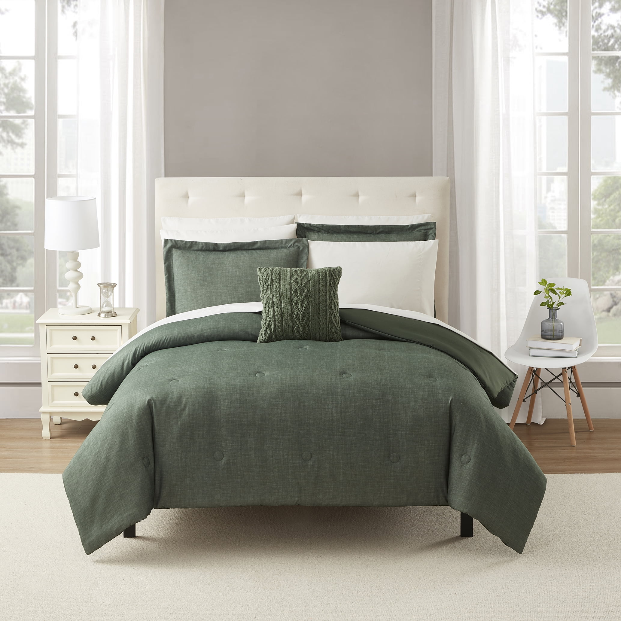 Mainstays 10 Piece Green King Size Bedding