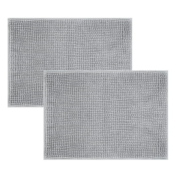 Mainstays Grey 2-Piece Chenille Noodle 17"x 24" Bath Rug Set