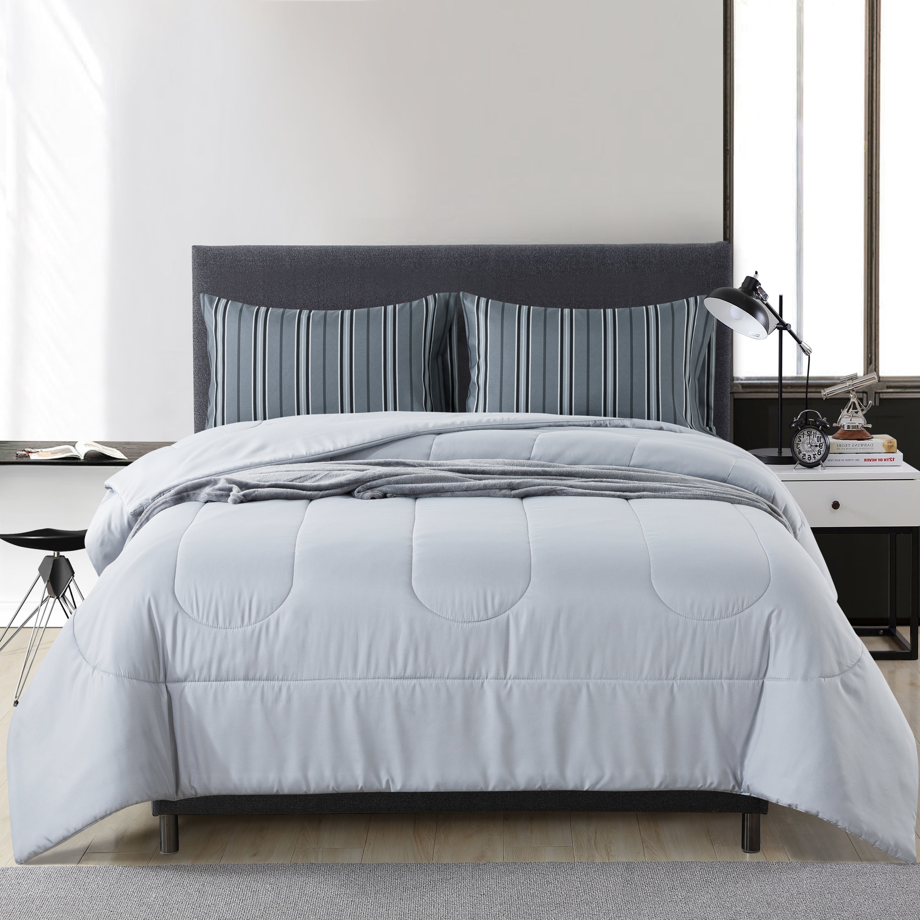 Mainstays grey & teal bed 2024 in a bag bedding set