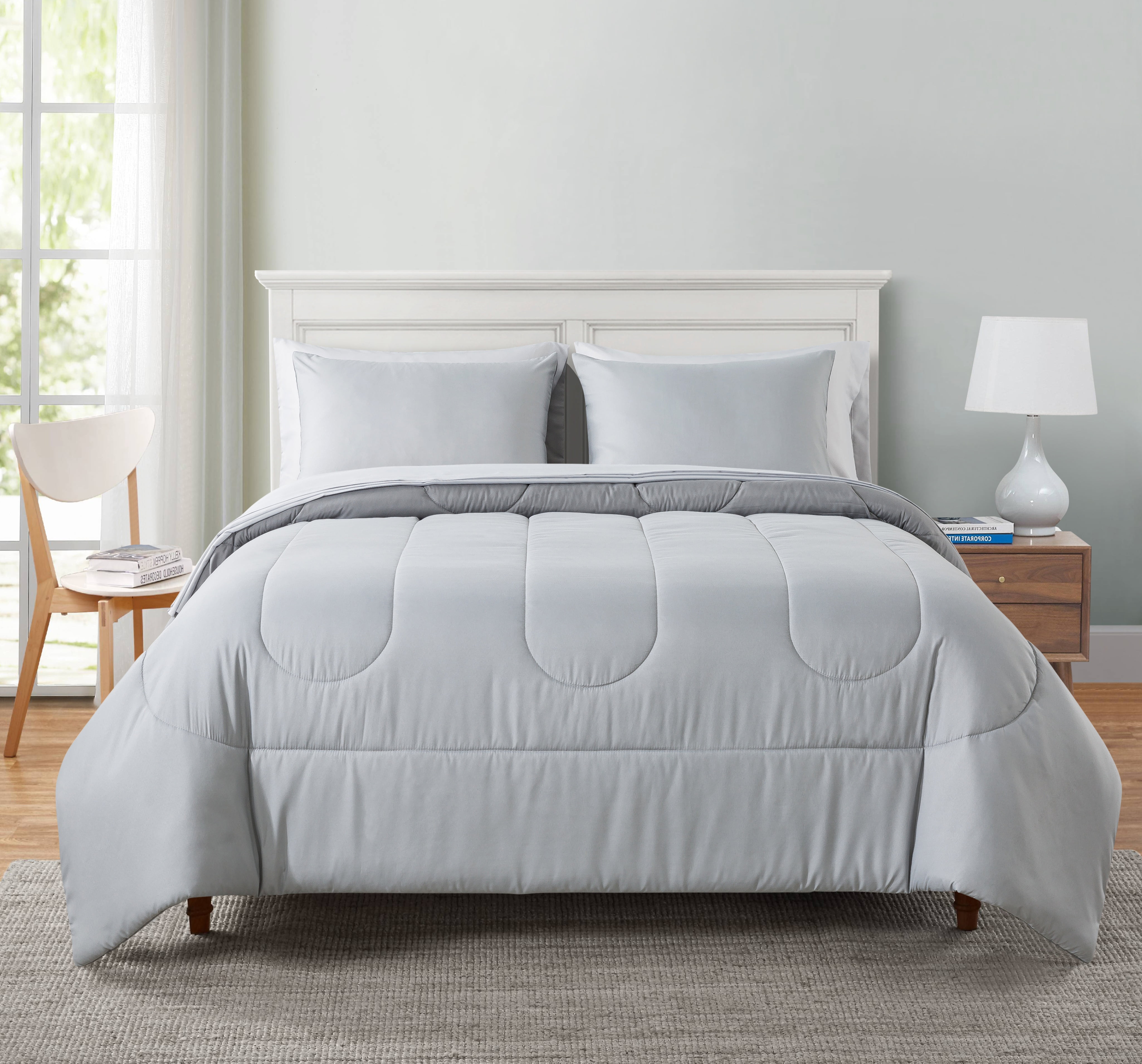 Mainstays Grey 7 Piece Bed in a Bag Comforter Set with Sheets, King