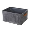 thumbnail image 1 of Mainstays Grey Corduroy Decorative Storage Basket with Leather Handles, 1 of 15