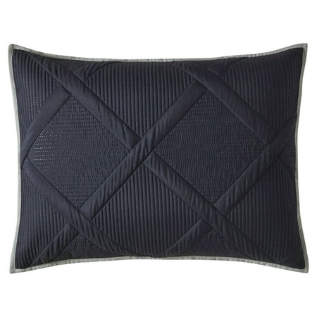 Mainstays Diamond Pinsonic Quilted Pillow Sham, Grey, Standard/Queen, 1 Pack, All Ages