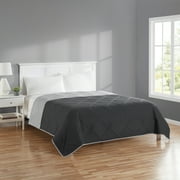 Mainstays Solid Diamond Pinsonic Reversible Quilt, Grey, King, Soft Wash Microfiber, All Ages