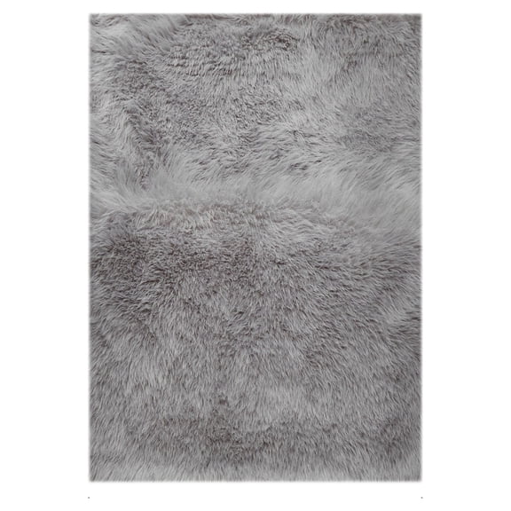 Mainstays Grey Faux Fur Area Rug, Non-Skid, 30 in x 46 in