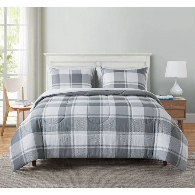 Mainstays Grey Plaid BedinaBag, Queen, Adult, Unisex