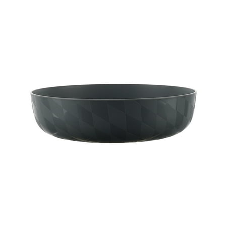 Mainstays - Grey Plastic Plastic Dinner Bowl, Wavy Checkered Etched, 42-Ounce