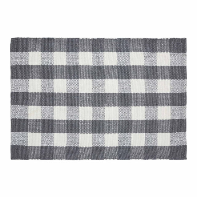 Mainstays Grey/White Gingham Plaid Indoor/Outdoor Polyester Rug 24 x 36 ...