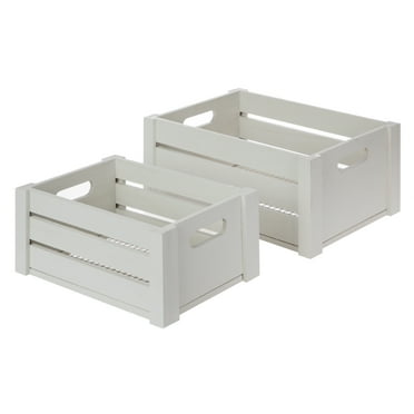 Mainstays Gray Wood and Wire Storage Basket Set with Handles, Set of 2