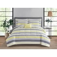 thumbnail image 1 of Mainstays Grey and Yellow Stripe 8 Piece Bed in a Bag Comforter Set with Sheets, King, 1 of 8