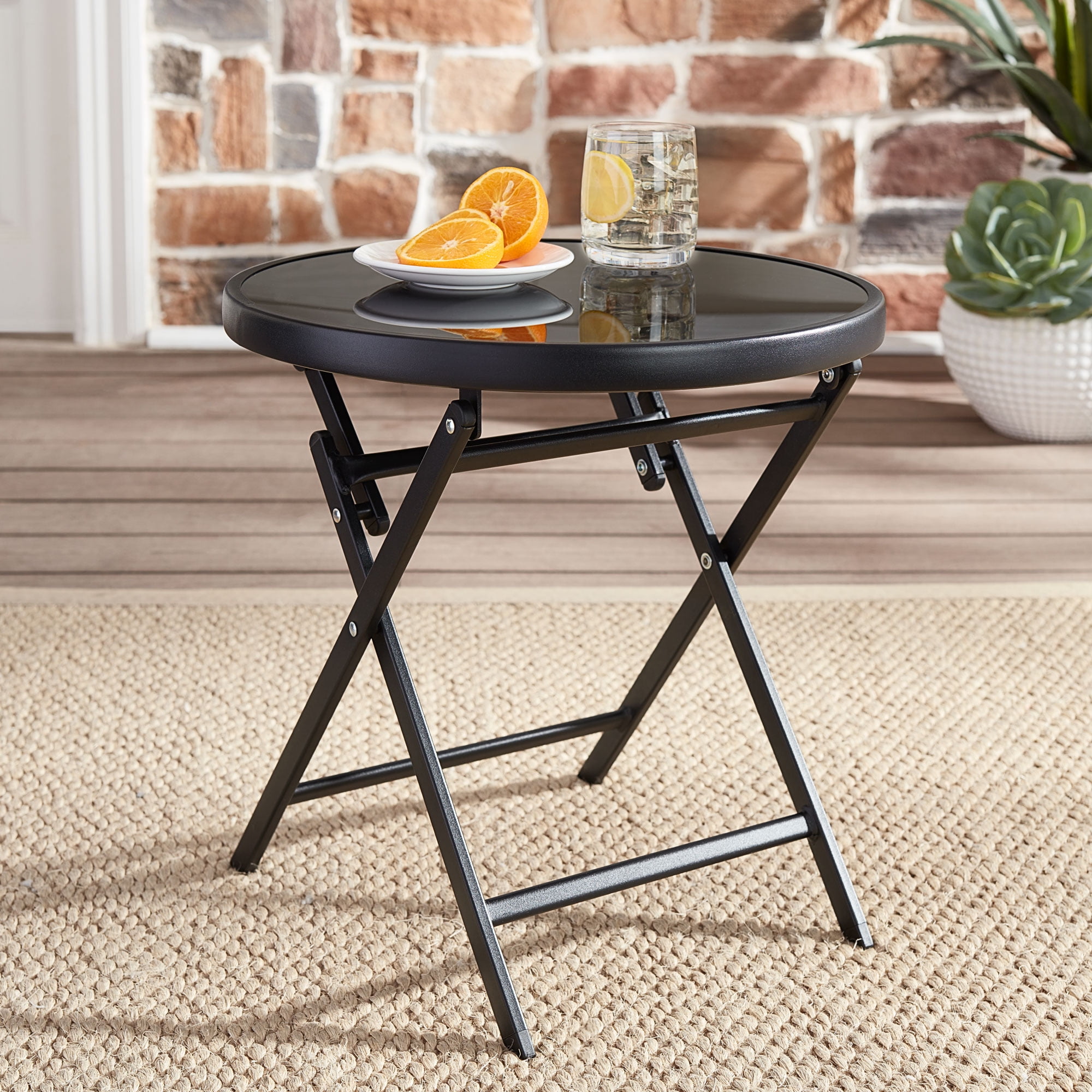 Round folding side sale table
