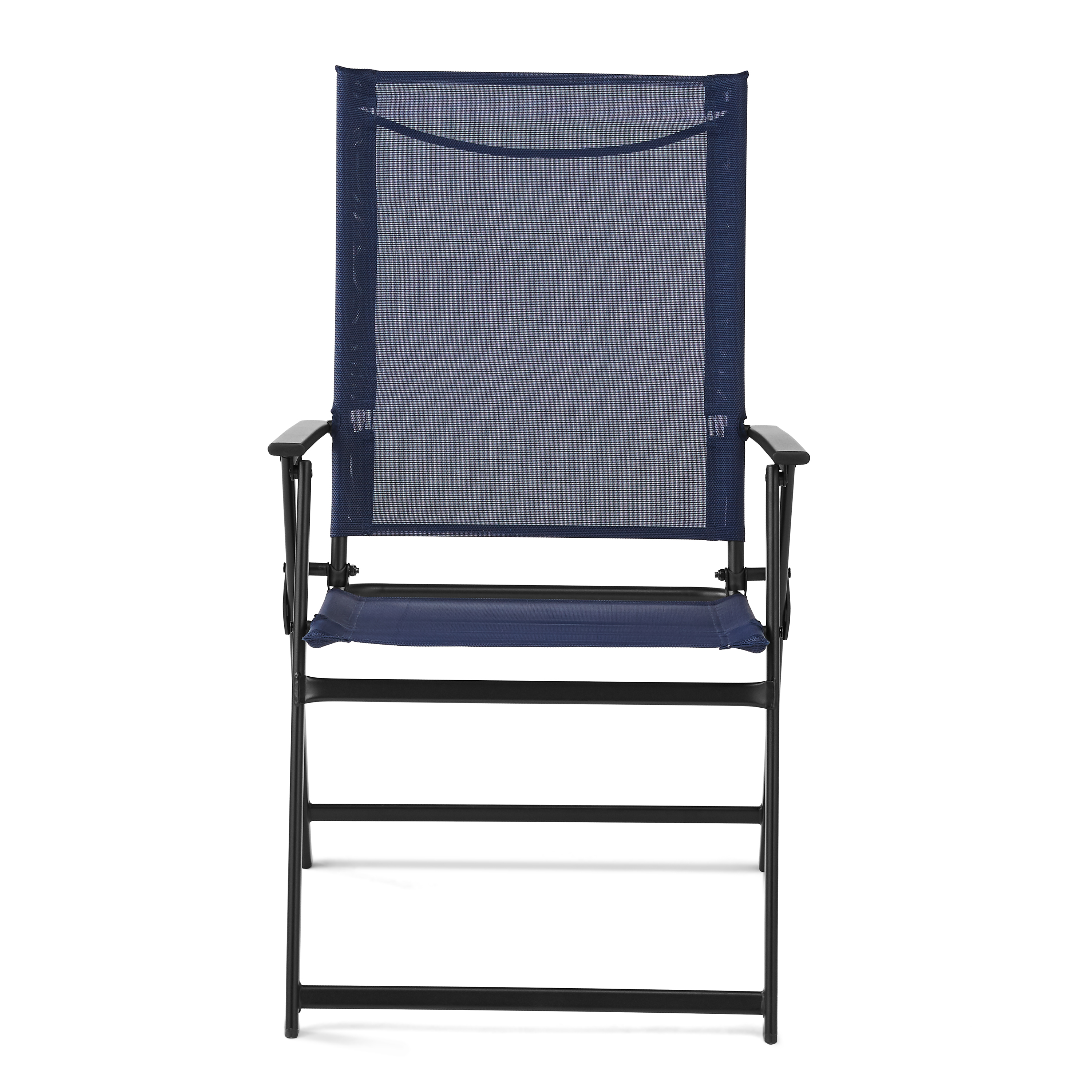 Mainstays Greyson Steel and Sling Adult Folding Outdoor Patio Armchair, Navy (Set of 2) - image 1 of 8