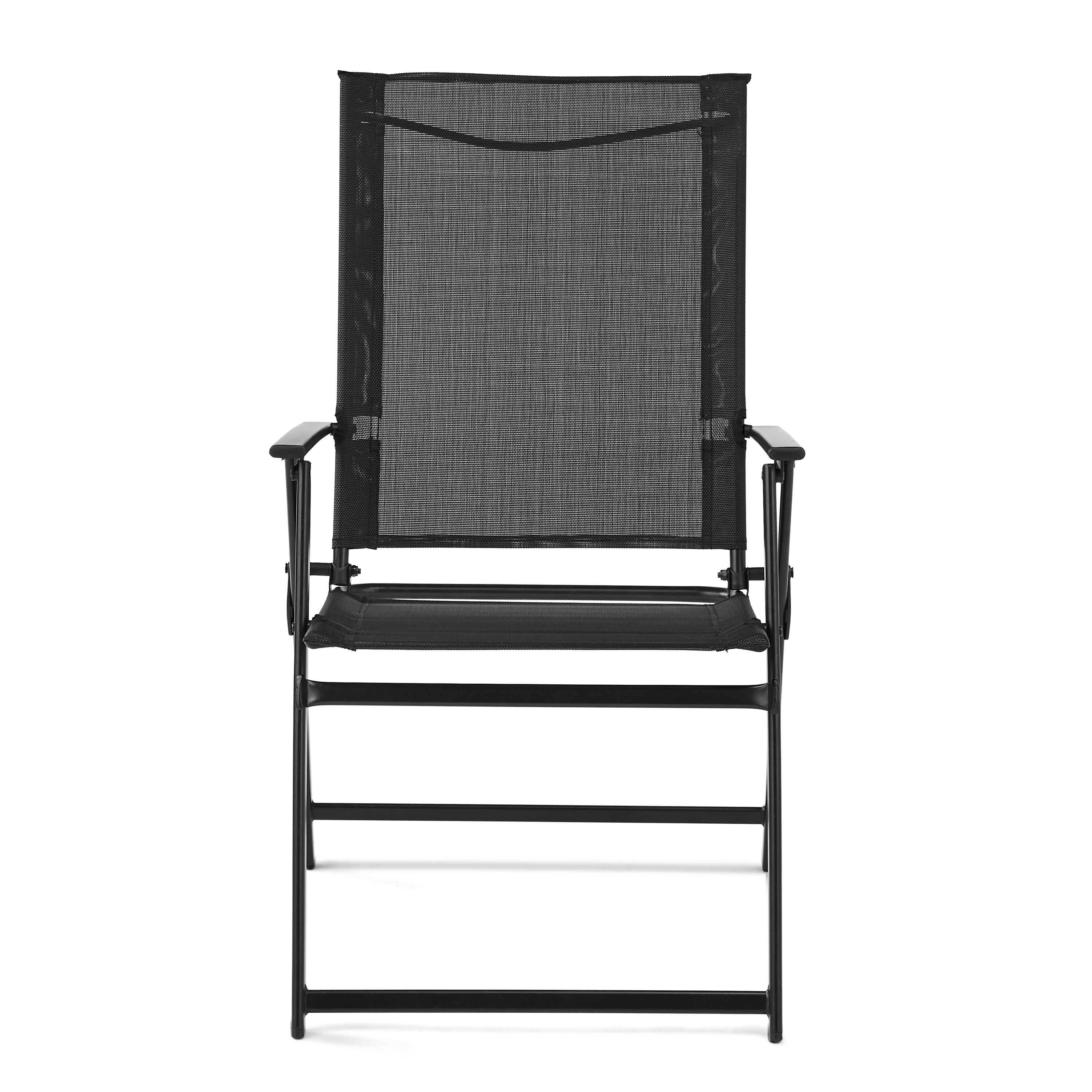 Mainstays Greyson Steel and Sling Folding Outdoor Patio Armchair - Set of 2, Black - image 1 of 8
