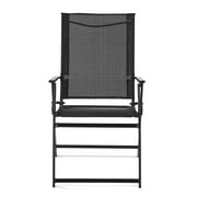 Mainstays Greyson Steel and Sling Folding Outdoor Patio Armchair - Set of 2, Black