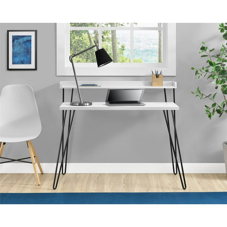 Retro computer desk with clearance riser
