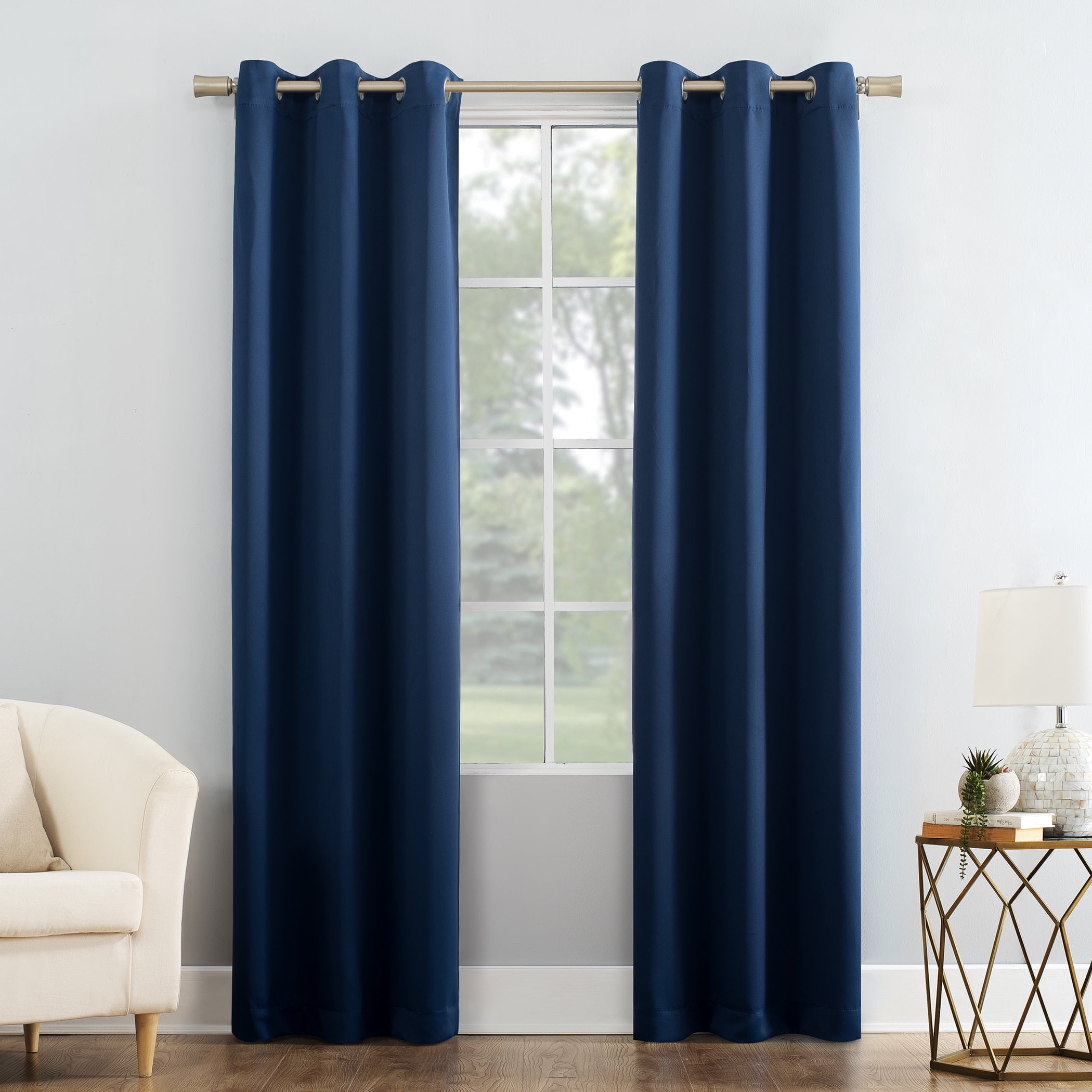 Blue 84" Grommet Blackout Polyester Window Panel