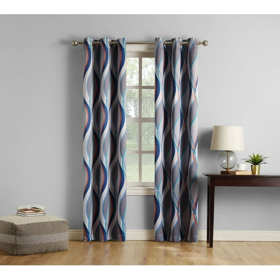 Mainstays Grommet Top Blackout Curtain Panel, 1 Panel, Blue Helix, 40" W x 84" L