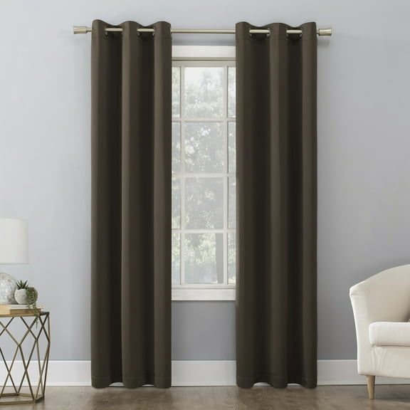 Mainstays Blackout Grommet Single Curtain Panel, 1 Panel, Dark Brown, 40"W x 63"L