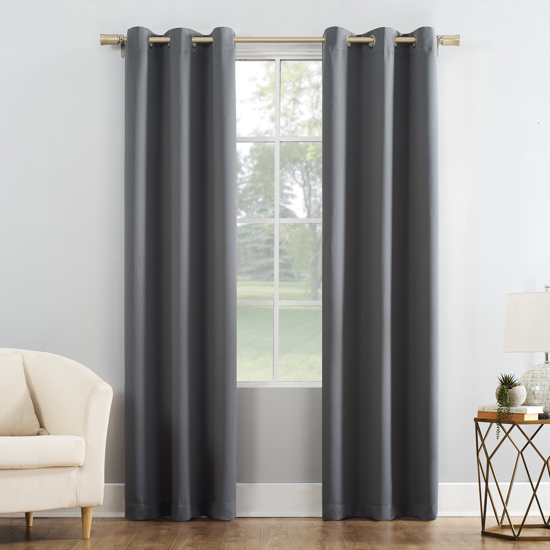 Mainstays Grommet Top Blackout Curtain Panel, 1 Panel, Gray, 40" W x 108" L