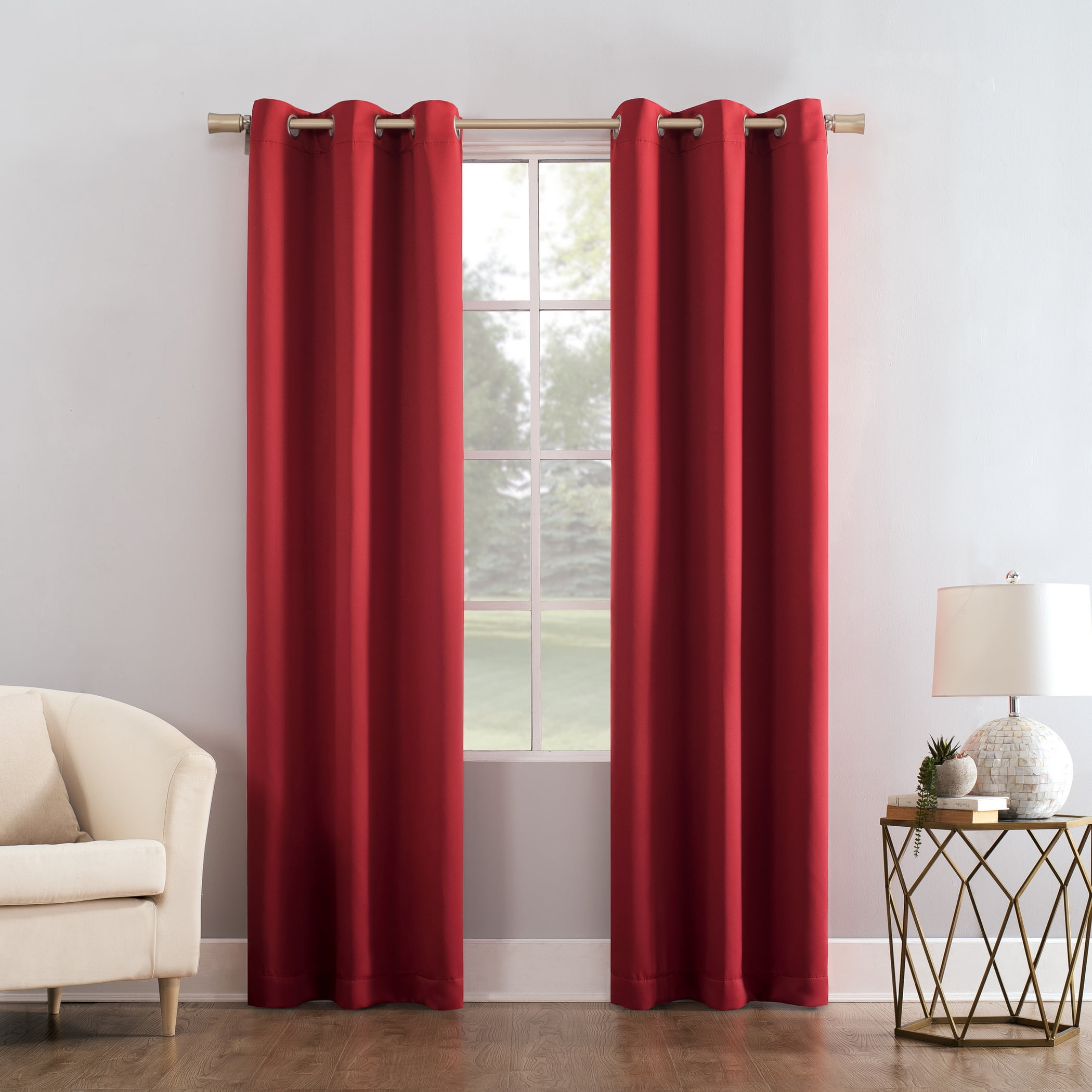 Mainstays Blackout Grommet Single Curtain Panel, 1 Panel, Red, 40"W x 63"L