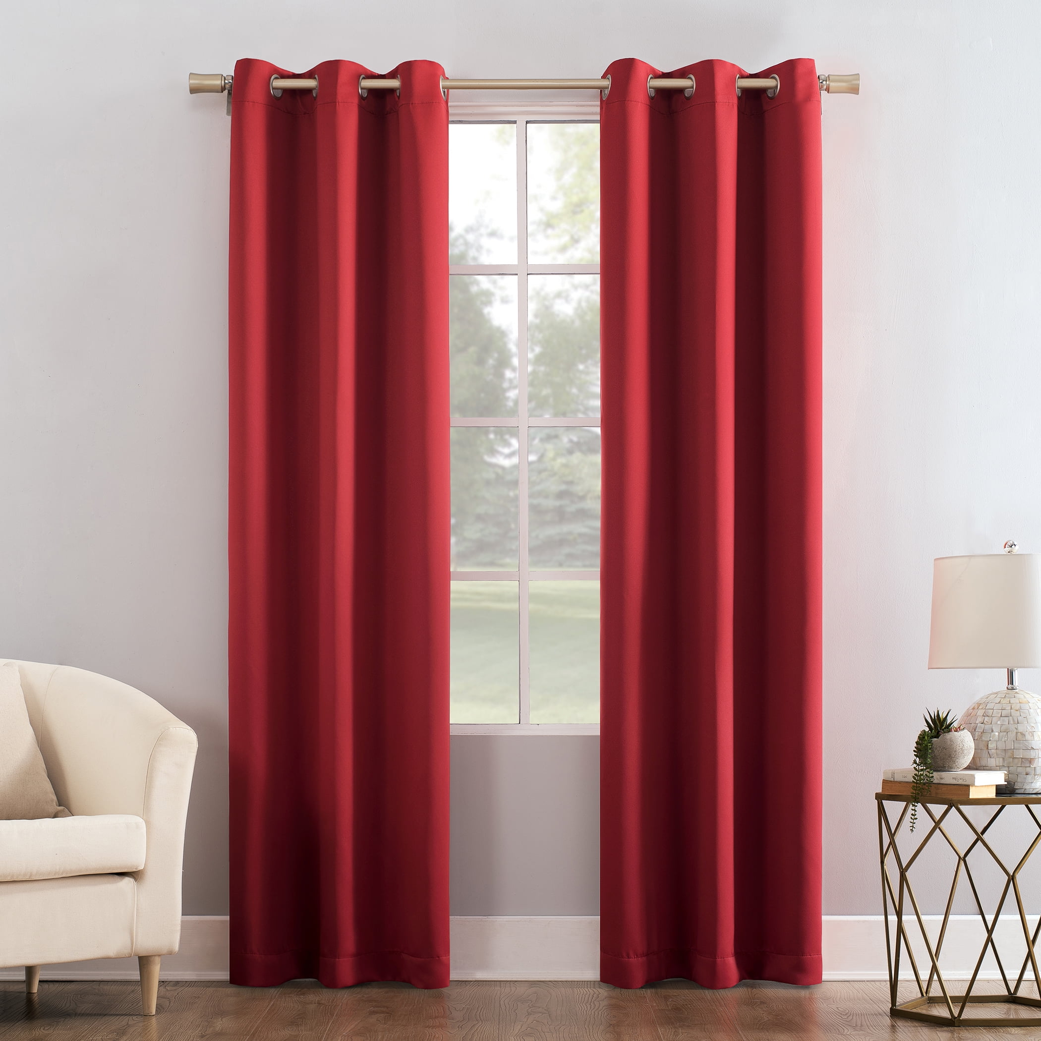Mainstays Blackout Grommet Single Curtain Panel, 1 Panel, Red, 40"W x 95"L