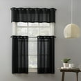 thumbnail image 1 of Mainstays Solid Semi Sheer Curtain Tier Pair and Valance Set, 3 Piece Ready Made Kitchen Curtains, Black, 54" W x 36" L, 1 of 8
