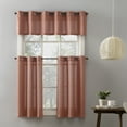 thumbnail image 1 of Mainstays Solid Semi Sheer Curtain Tier Pair and Valance Set, 3 Piece Ready Made Kitchen Curtains, Terracotta, 54" W x 36" L, 1 of 7