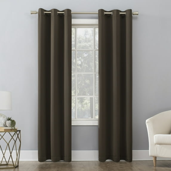 Mainstays Blackout Grommet Single Curtain Panel, 1 Panel, Dark Brown, 40"W x 95"L