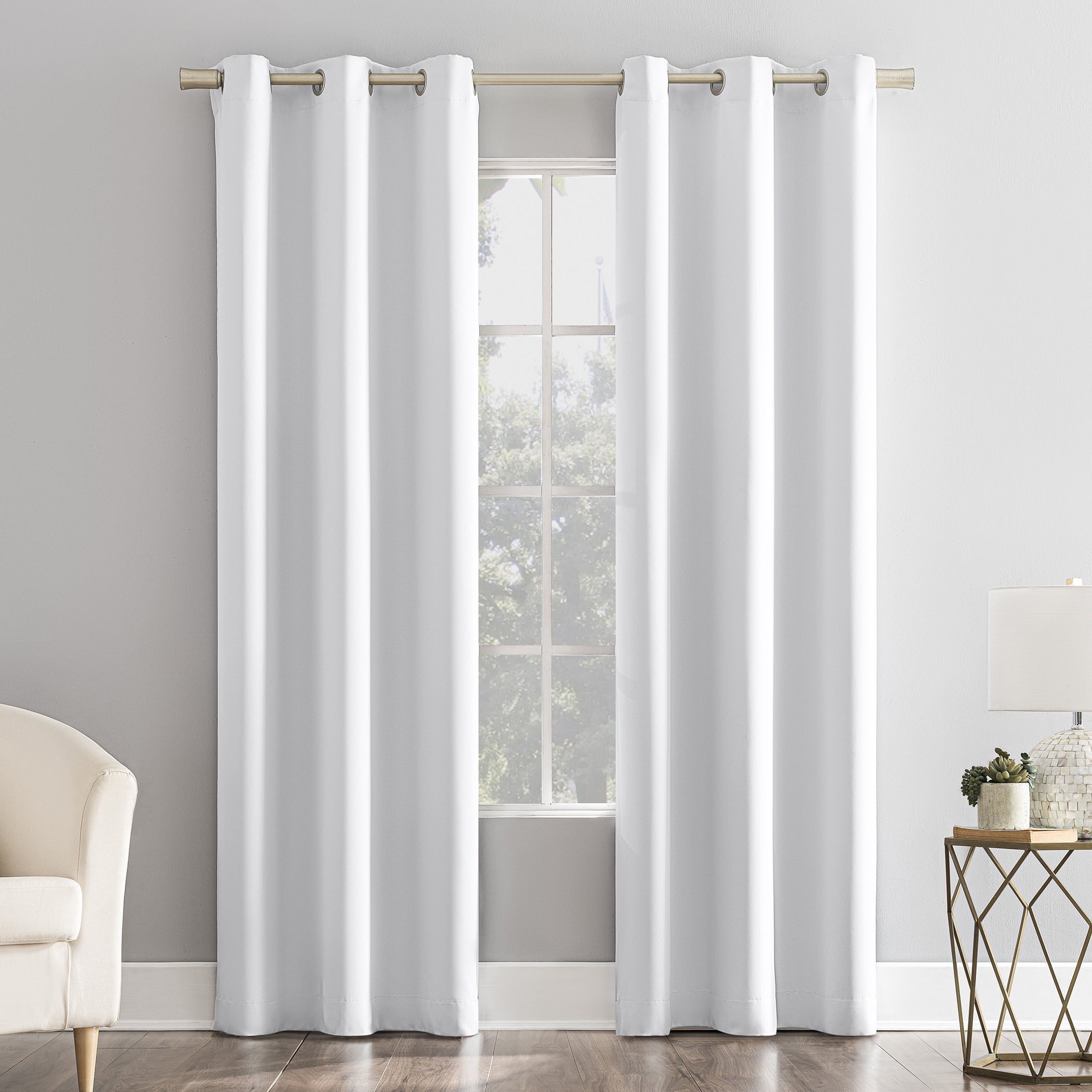 Mainstays Blackout Grommet Single Curtain Panel, 1 Panel, White, 40"W x 108"L