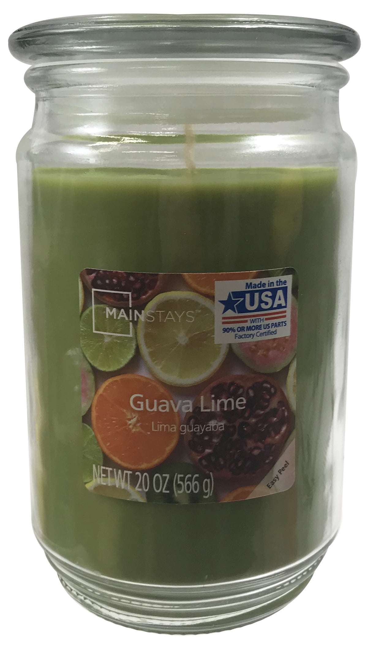 Mainstays Large Glass Jar Candle with Single-Wick, Guava Lime Scent, 20 oz