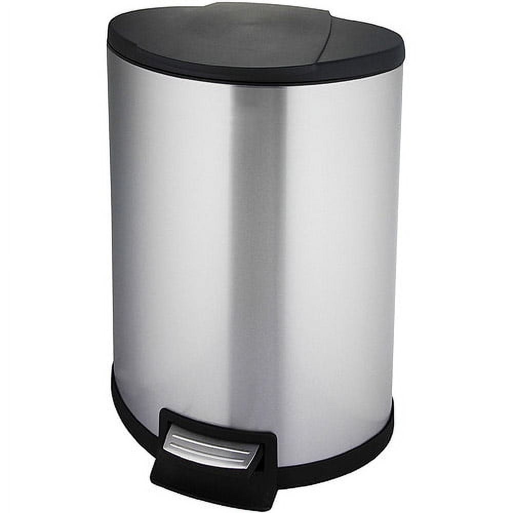 Mainstays Round 7.9-Gallon Trash Can, Stainless Steel 