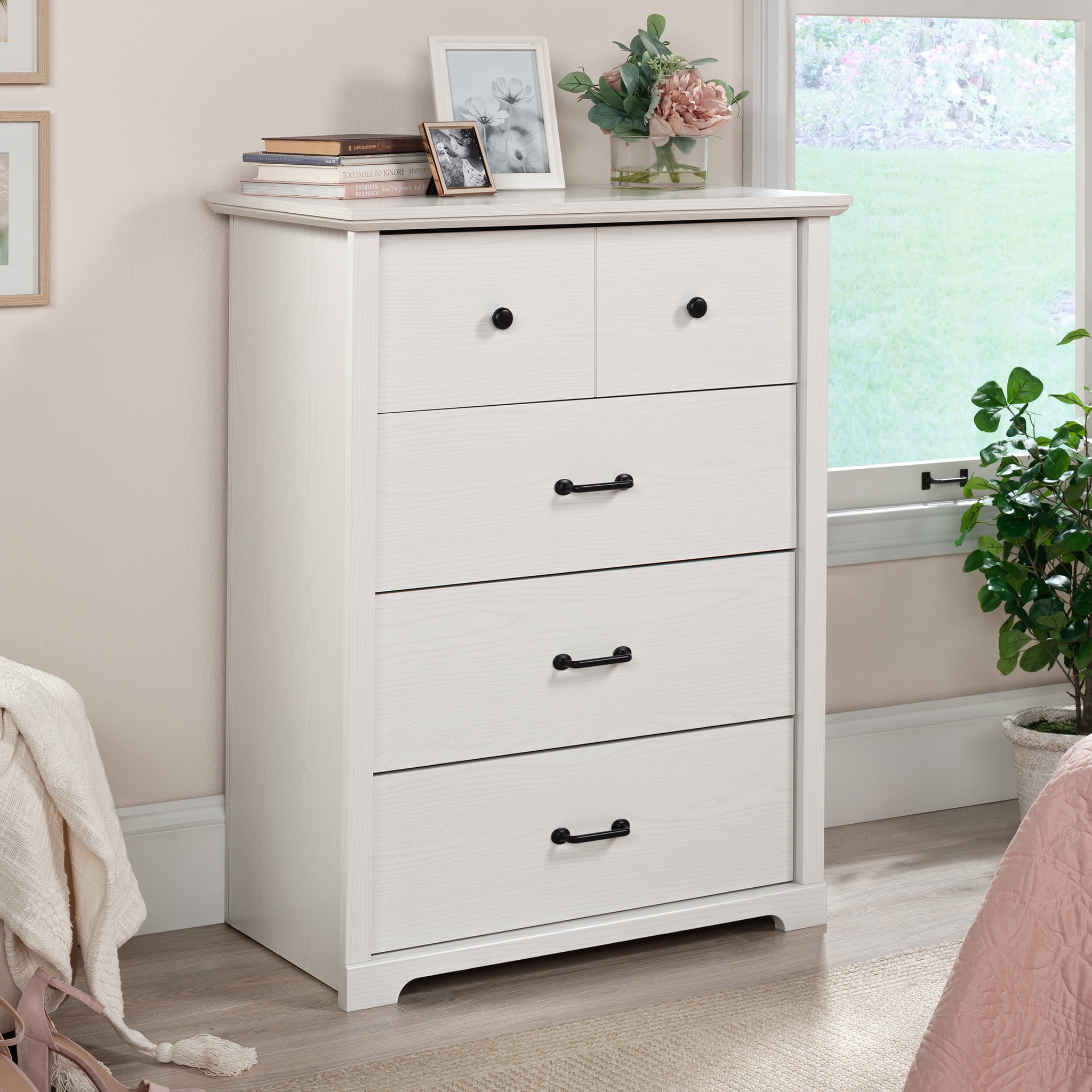 Mainstays Harrington 4 Drawer Dresser, White Wood Finish