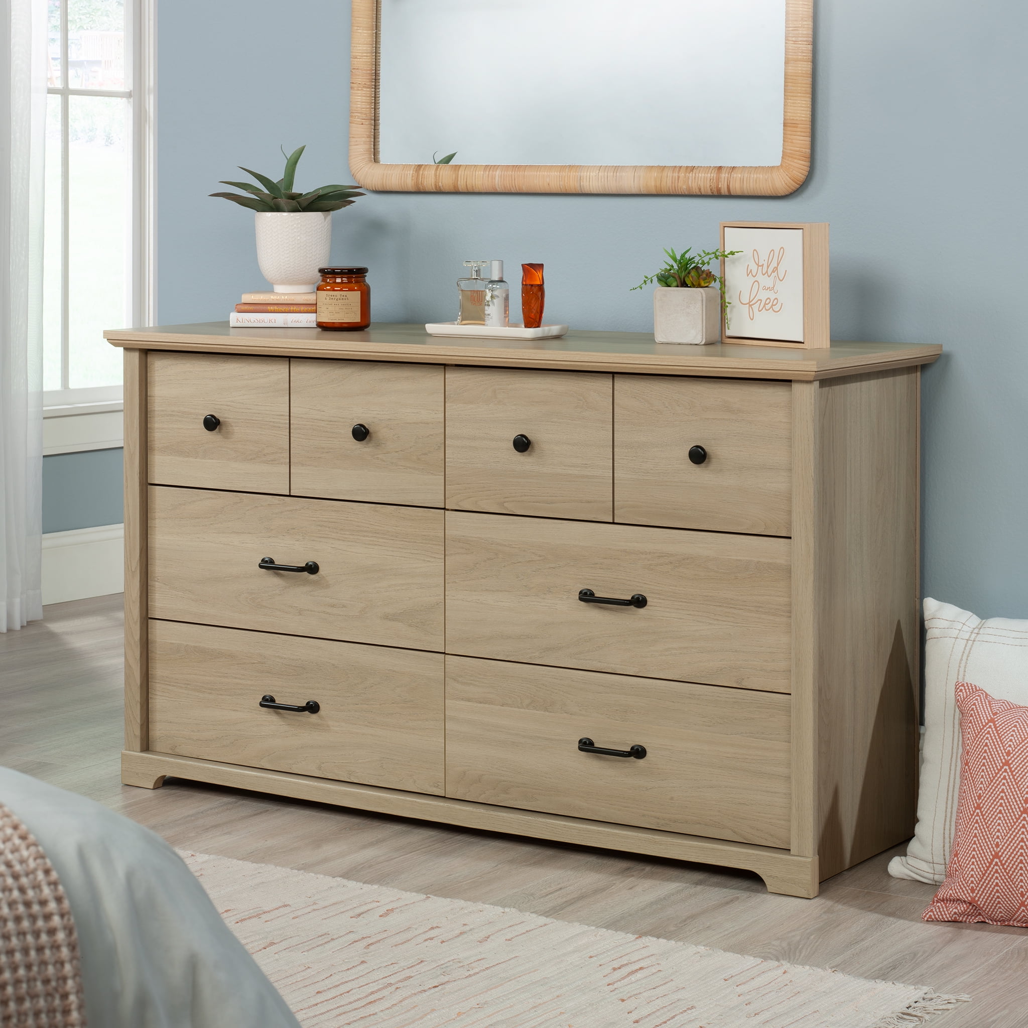 Mainstays Harrington 6 Drawer Dresser, Washed Oak Finish