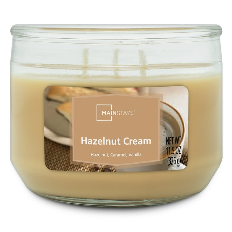 Mainstays Hazelnut Cream Scented 3-Wick Glass Jar Candle, 11.5 oz