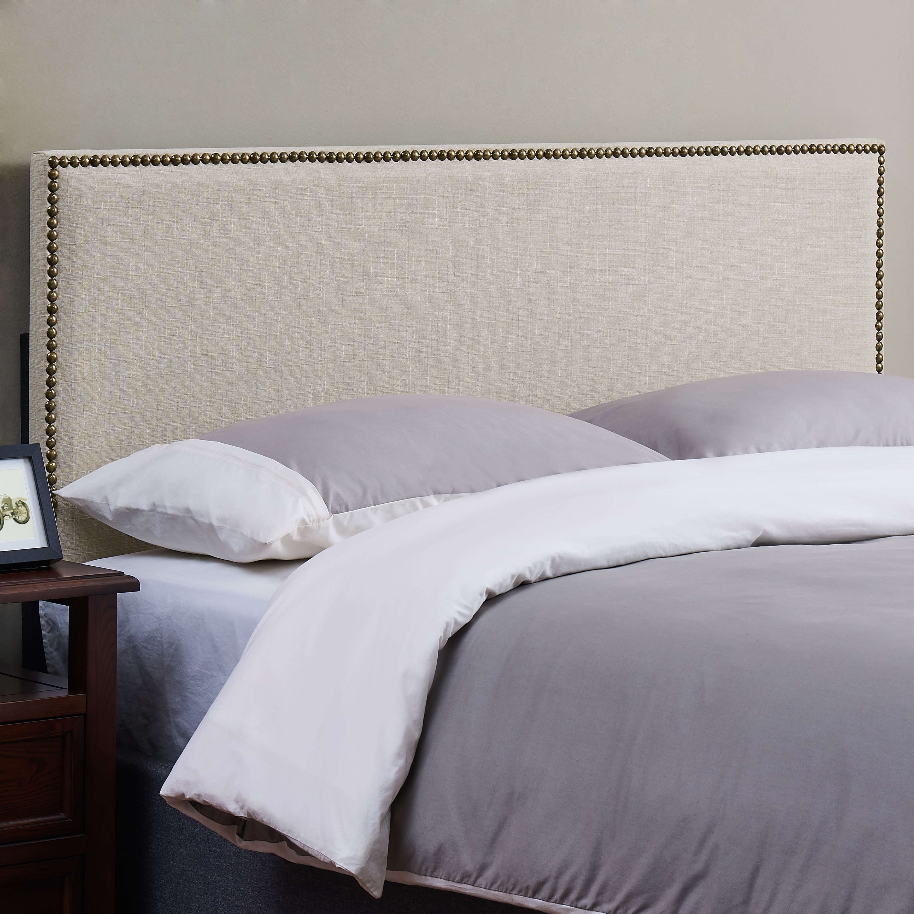 Mainstays Headboard with Nailheads King California King Beige