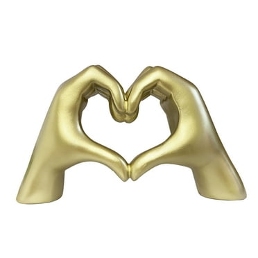 Mainstays Heart Hands 9” Home Decor Gold Resin Figurine