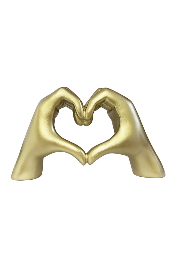 Heart Hands 9” Home Decor Gold Resin Figurine