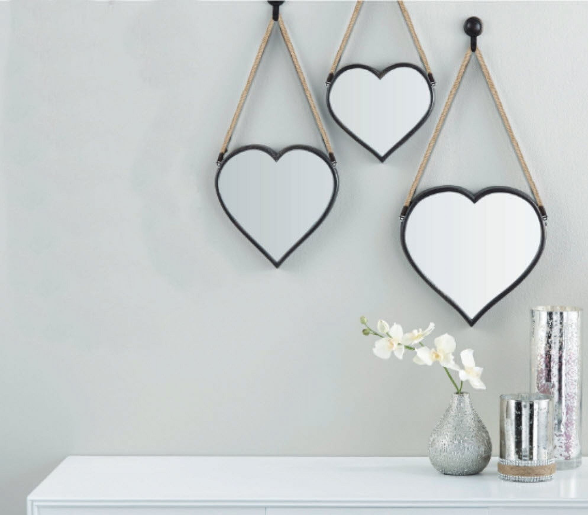 ◎NFF◎ heart row mirror keyringblack nff1 Mainstays Heart Mirror Set, 3 Pieces, Black Speckled Finish