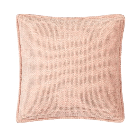 Mainstays Heather Basket Weave Chenille Decorative Pillow, Blush, 18" x 18"
