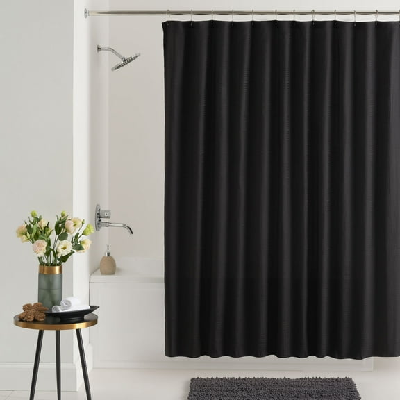 Mainstays Henderson Black Mosaic Polyester Shower Curtain 72” x 72”