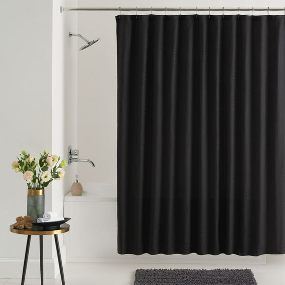 Mainstays Henderson Black Mosaic Polyester Shower Curtain 72” x 72”