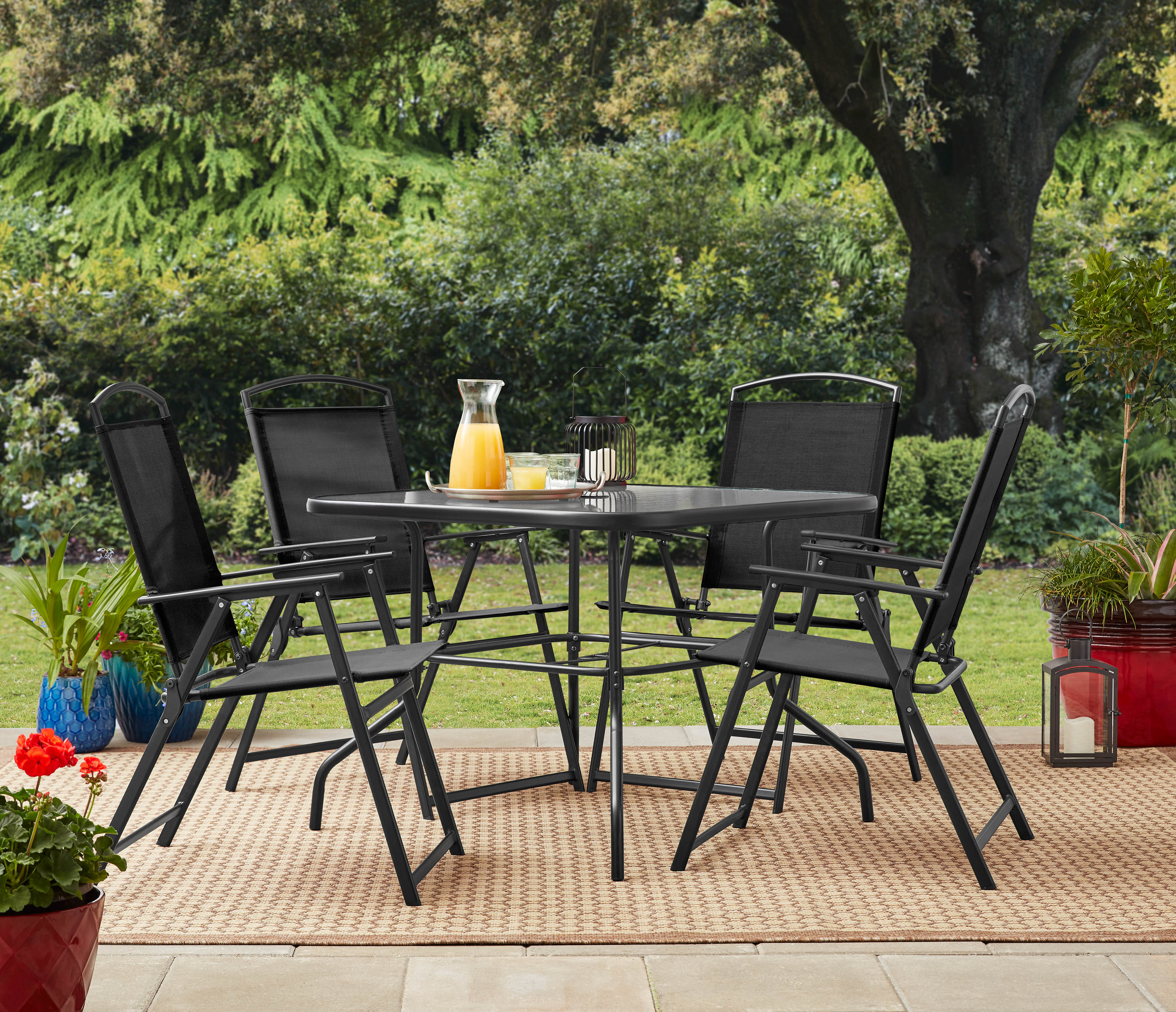 Mainstays Heritage Park Outdoor Patio 5 Piece Dining Set, 4 person seating, Black - image 1 of 10
