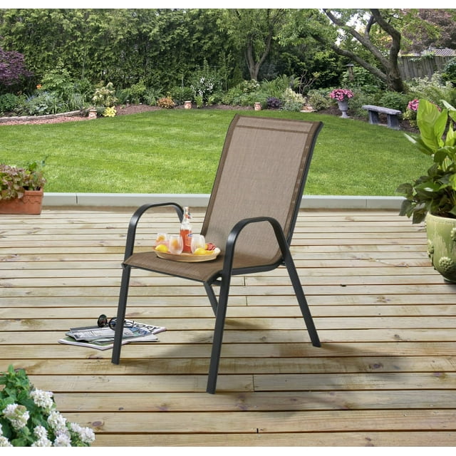 Mainstays Heritage Park Outdoor Patio Stacking Sling Chair, Tan