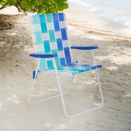 Mainstays Blue Multi High Back Steel Frame Folding Web Chair
