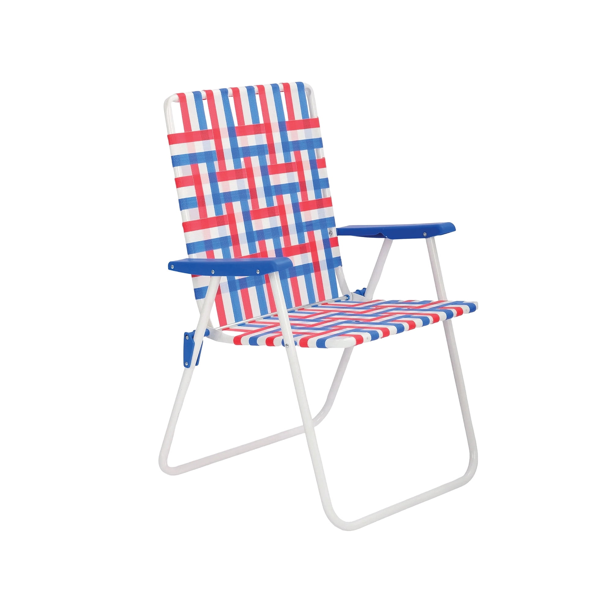 Mainstays Red, White, and Blue High Back Steel Frame Folding Web Chair