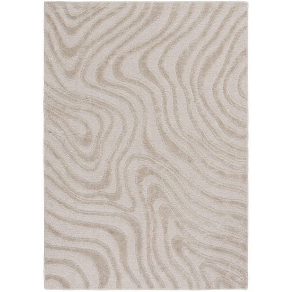 Mainstays High Low Swirl Indoor Area Rug, Ivory/Beige, 5 ft x 7 ft