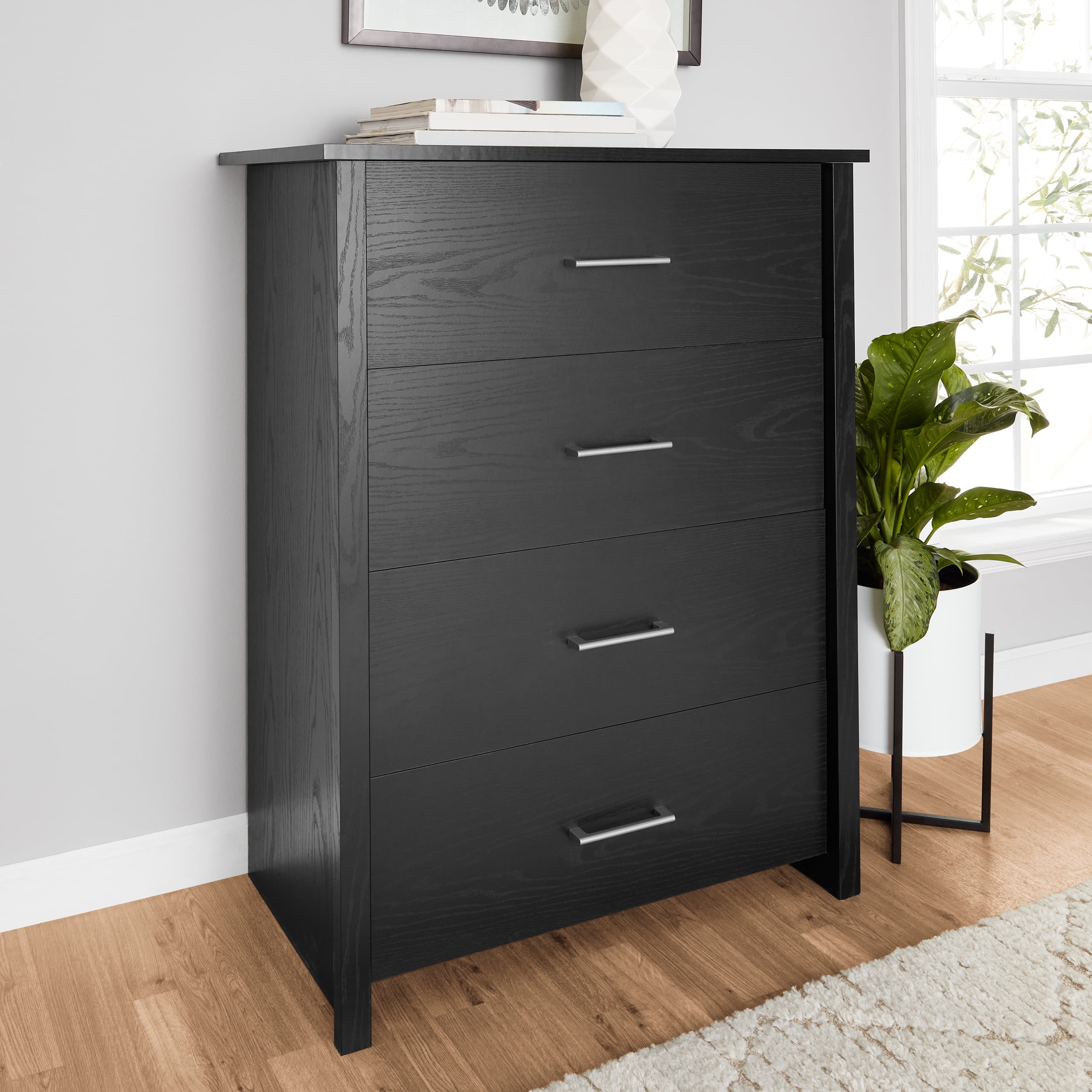 Mainstays Hillside 4-Drawer Dresser, Charcoal Finish Mainstays Hillside 4-Drawer Dresser, Charcoal Finish